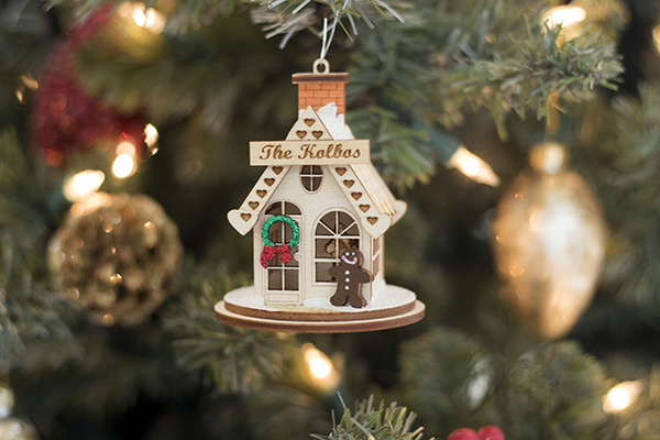 Holiday Wood Cottage Ornament