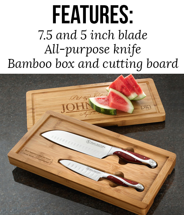 8 Santoku Knife with Wood & Marble Board Gift Box